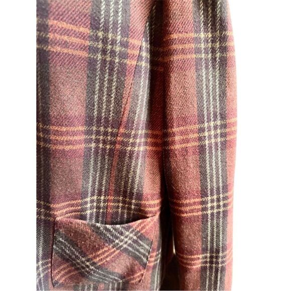 Requirements Vintage Women's Wool Blend Plaid Zip-Up Jacket Brown Size 16 - Picture 3 of 10